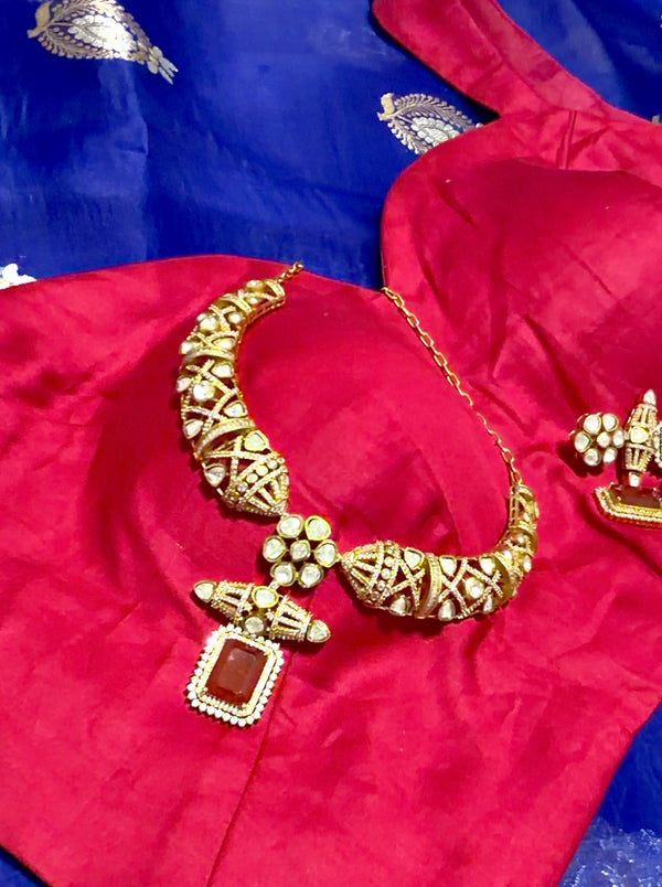 Red Gold Moissanite Jewellery Set