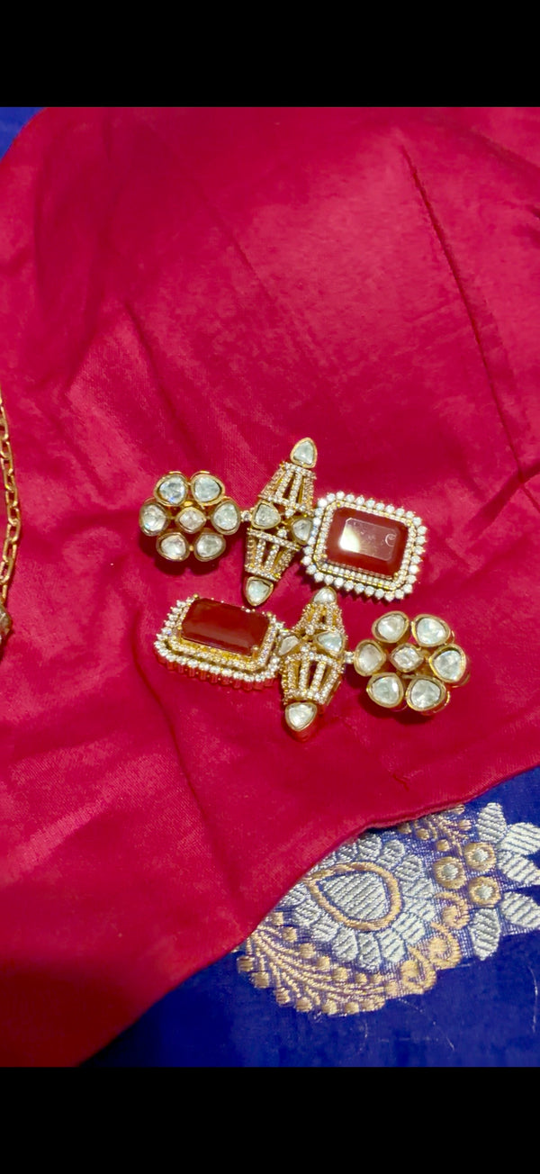 Red Gold Moissanite Jewellery Set