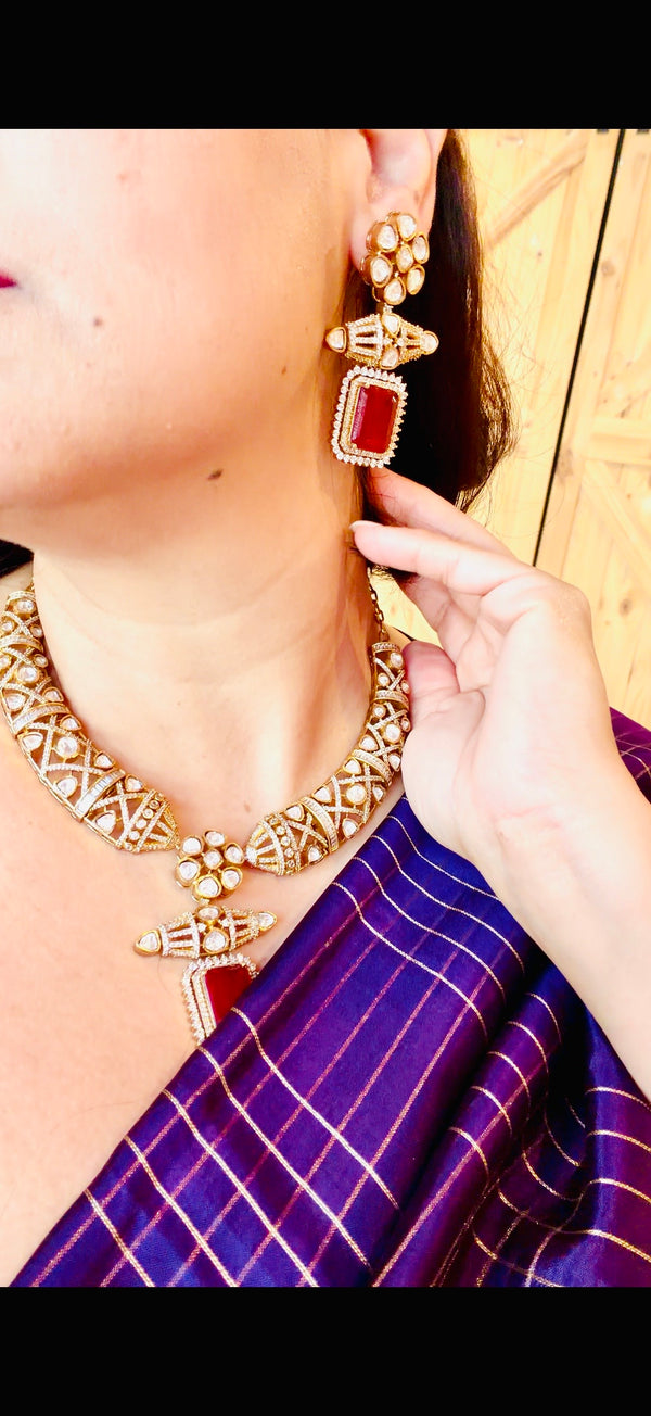 Red Gold Moissanite Jewellery Set