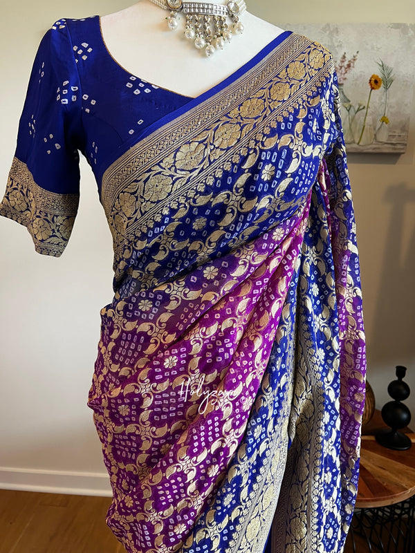 Bandhej banarasi georgette saree online