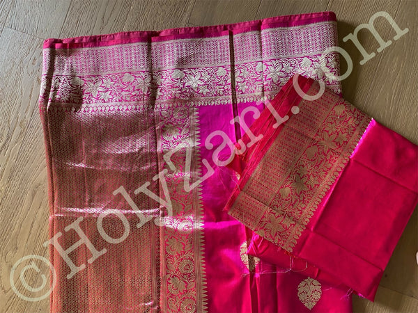 Pink Banarasi Pure Katan Silk Saree