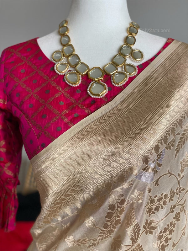 Soft Hot Pink Indian Brocade Designer Blouse