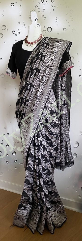Banarasi Pure Khaddi Georgette With Stitched Blouse