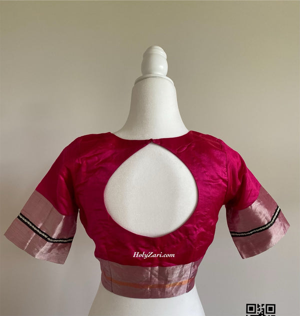 Magenta Pink Chanderi Silk Saree With Stitched Blouse