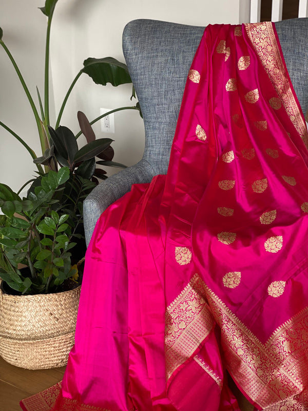 Pink Banarasi Pure Katan Silk Saree
