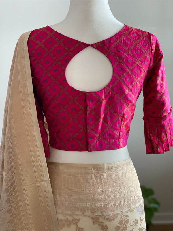 Soft Hot Pink Indian Brocade Designer Blouse
