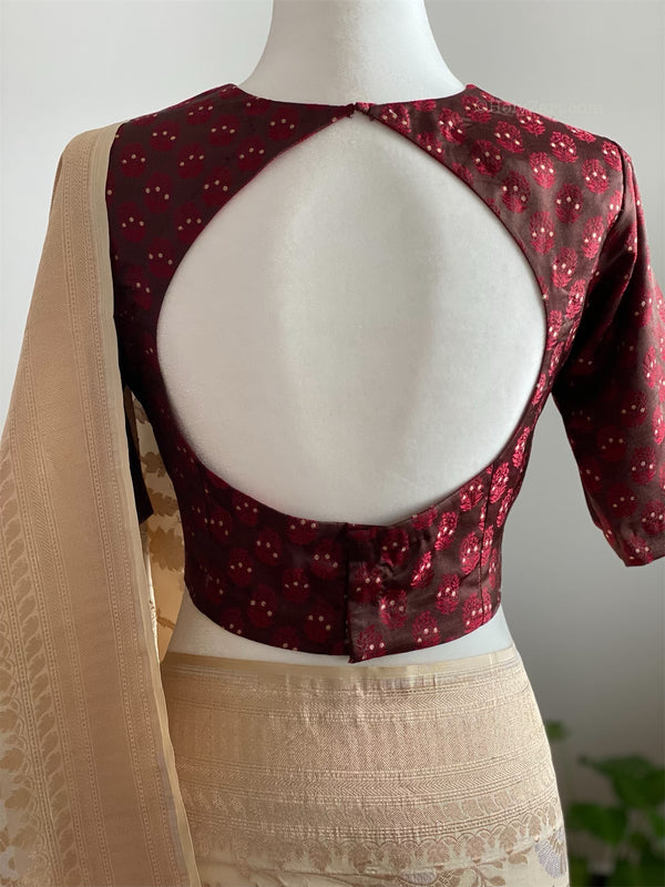 Maroon Indian Brocade Designer Blouse