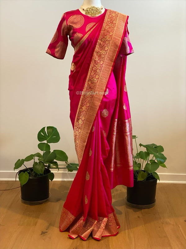 Pink Banarasi Pure Katan Silk Saree