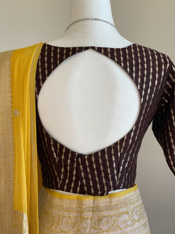 Dark Chocolate Brown Indian Brocade Designer Blouse