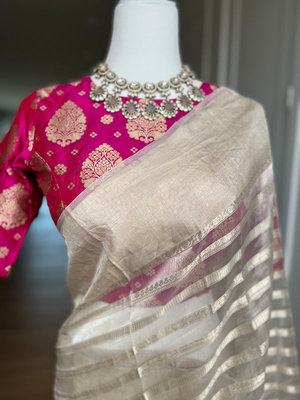 Magenta Pure Silk Indian Brocade Designer Blouse