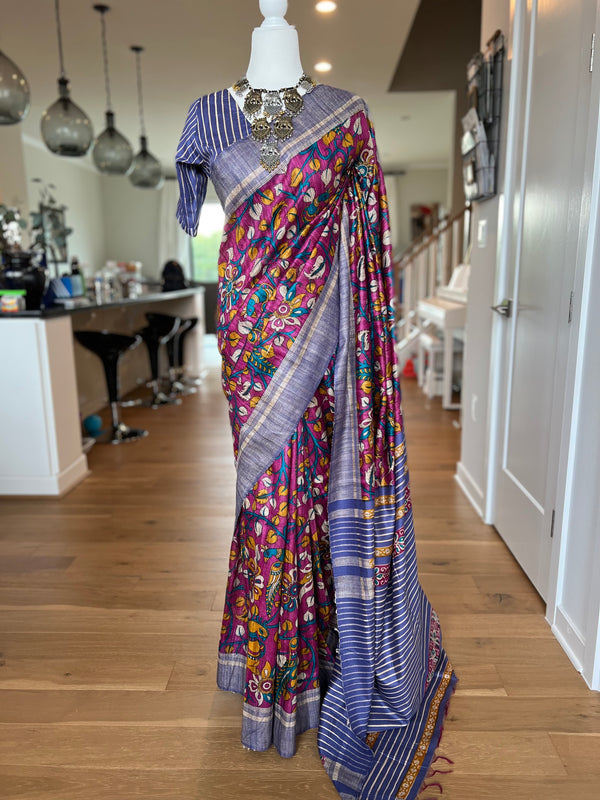 Printed Ghicha Tussar Silk Saree