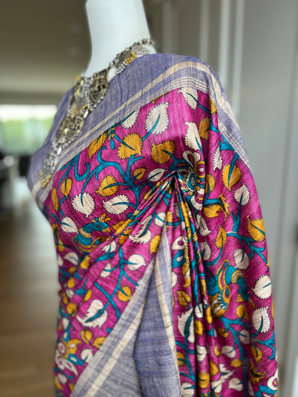 Printed Ghicha Tussar Silk Saree