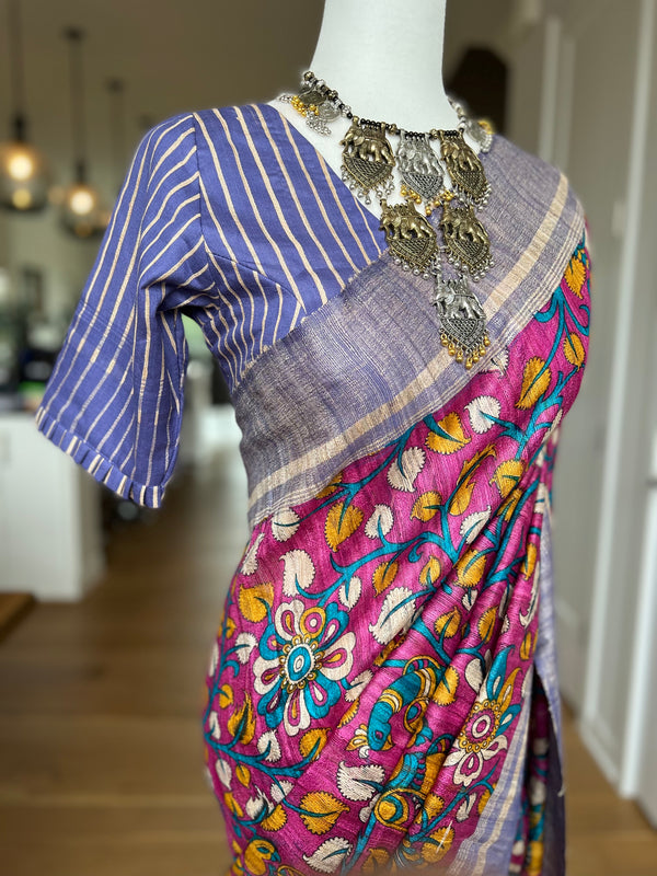 Printed Ghicha Tussar Silk Saree