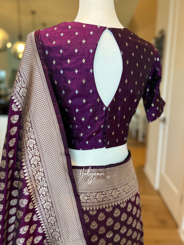 Purple Pure Katan Silk Banarasi Saree